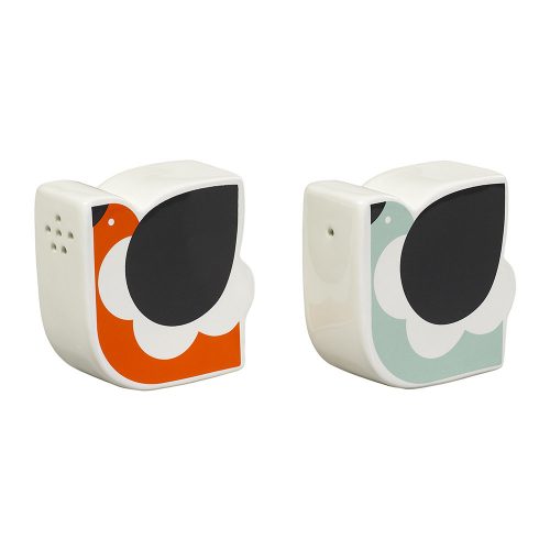 Orla Kiely Frilly Chicken Salt and Pepper Shaker. Duckegg and Persimmon.